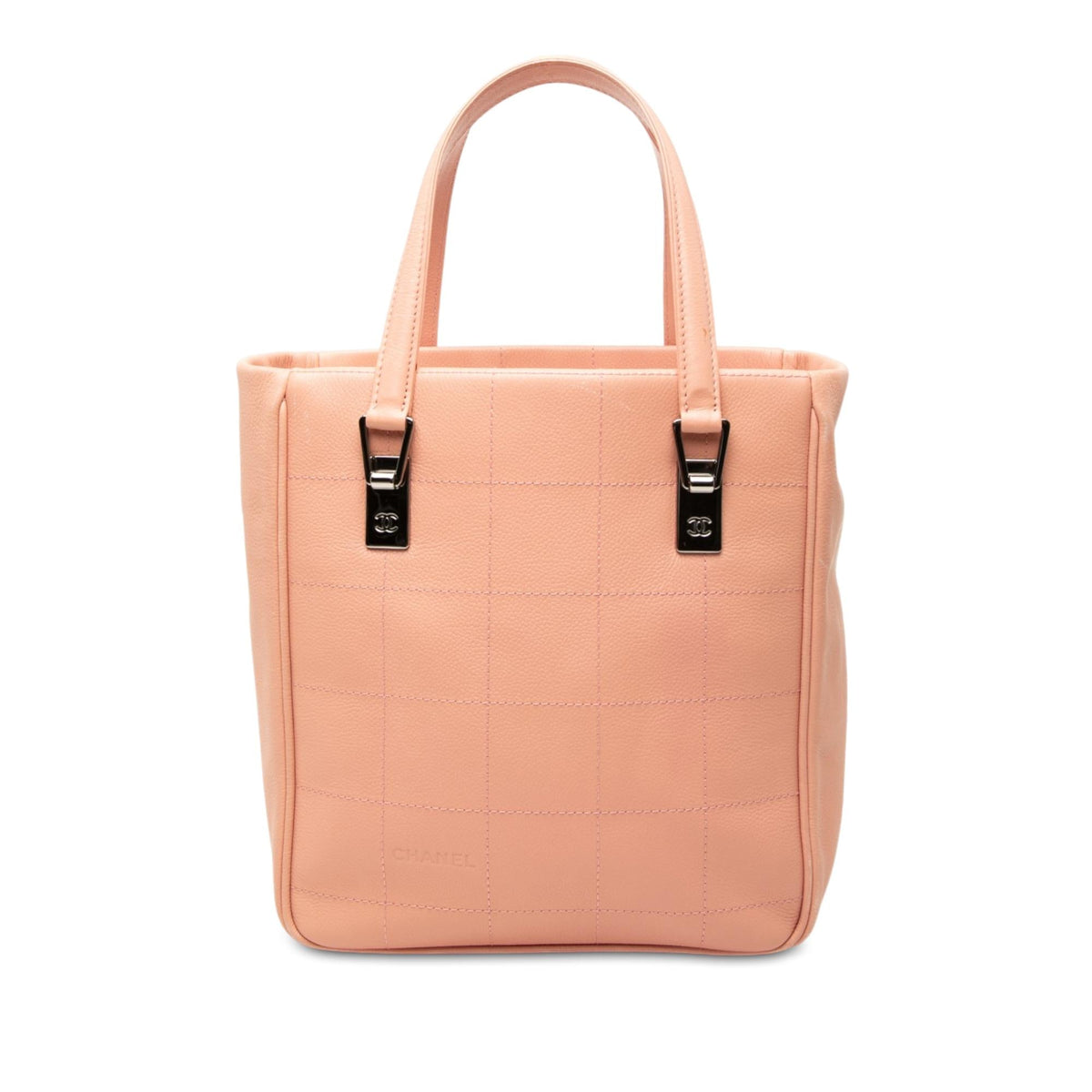 Chanel CC Chocolate Bar Caviar Tote Bag - Pink