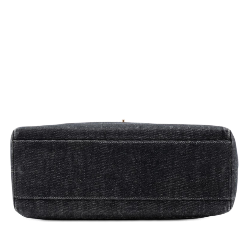 Chanel CC Denim Kelly Top Handle Bag - Black