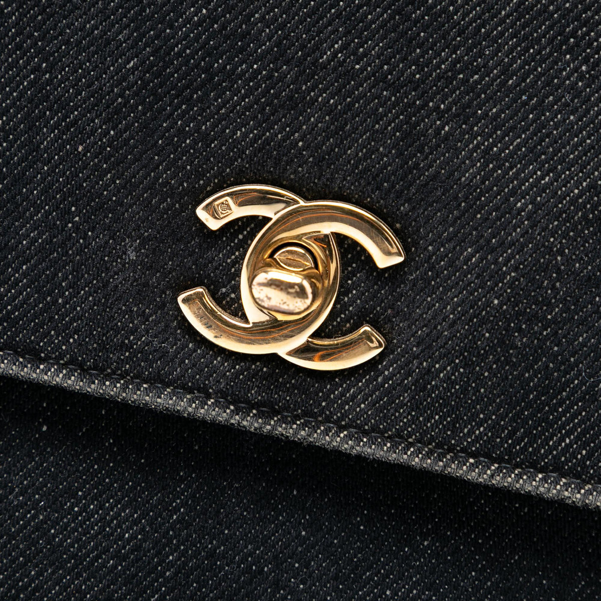 Chanel CC Denim Kelly Top Handle Bag - Black