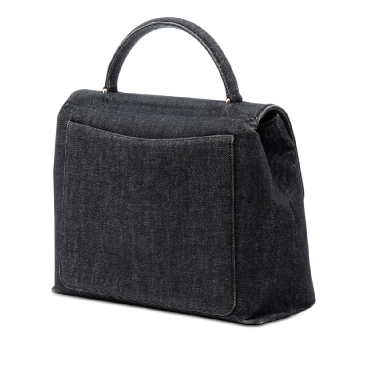 Chanel CC Denim Kelly Top Handle Bag - Black