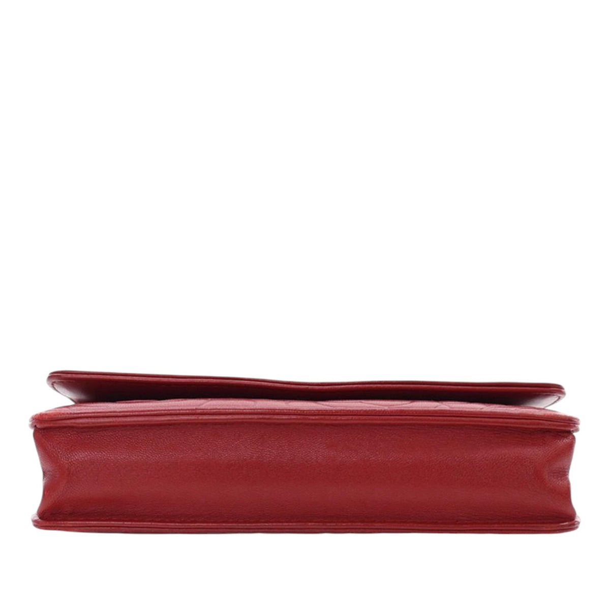 Chanel CC Embossed Lambskin Camellia Wallet on Chain - Red