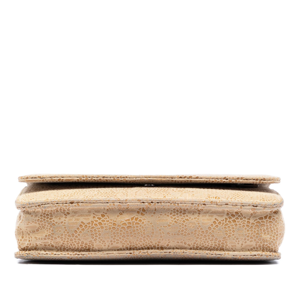 Chanel CC Lace Overlay Goatskin Wallet on Chain - Beige