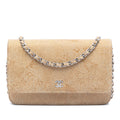 Chanel CC Lace Overlay Goatskin Wallet on Chain - Beige