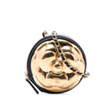 Chanel CC Lambskin and Metal Camellia Round Clutch with Chain - Black