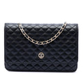Chanel CC Microquilted Lambskin Wallet on Chain - Black