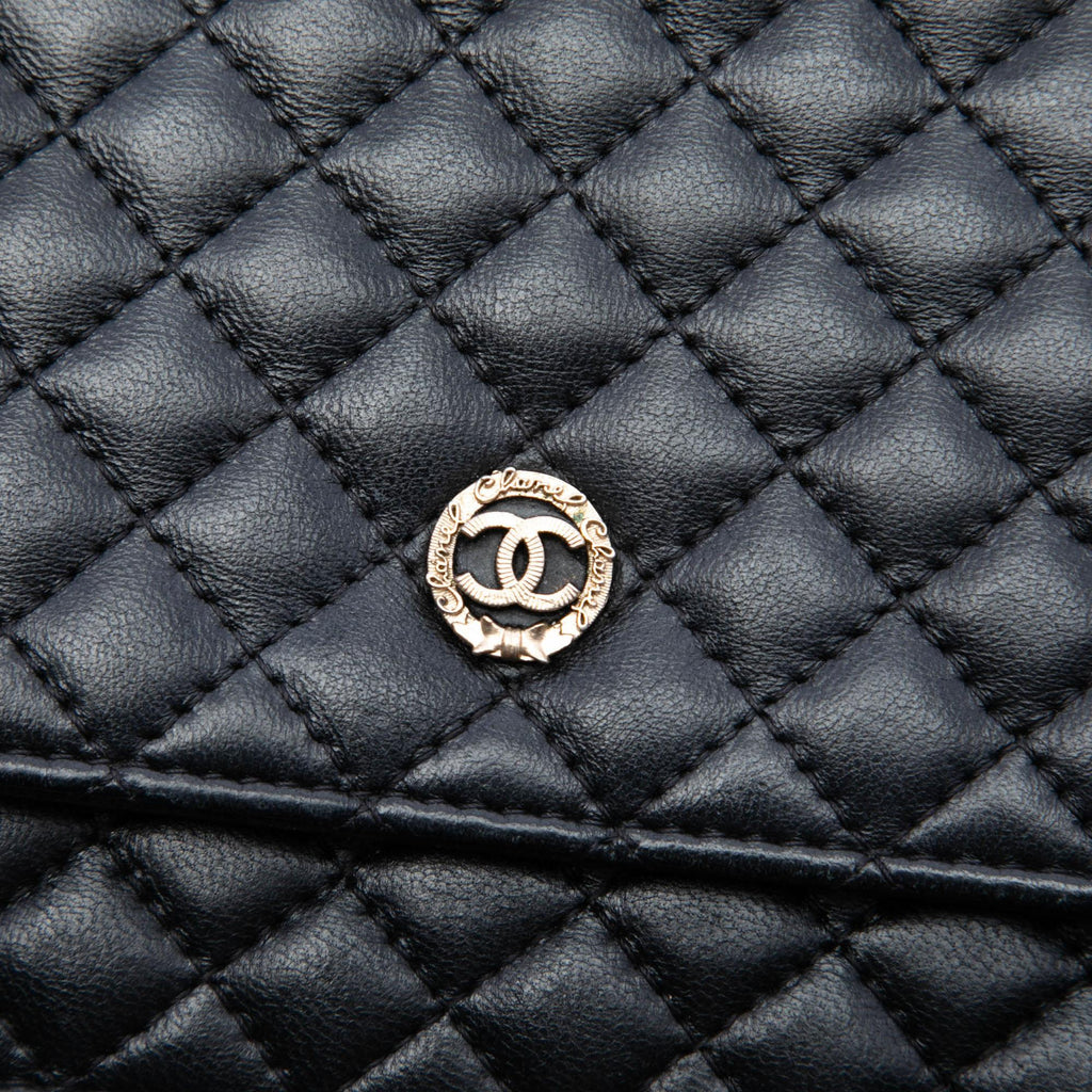 Chanel CC Microquilted Lambskin Wallet on Chain - Black