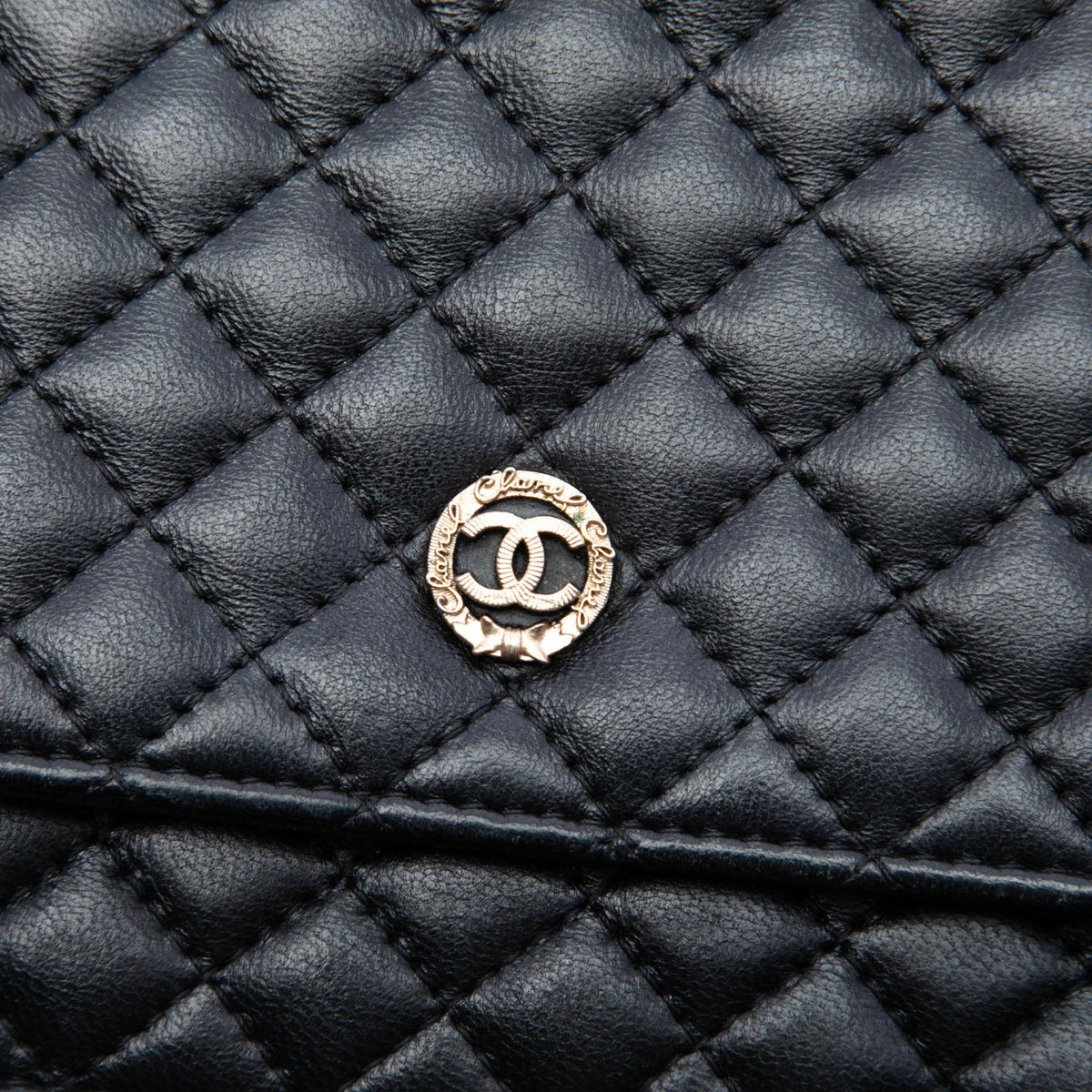 Chanel CC Microquilted Lambskin Wallet on Chain - Black