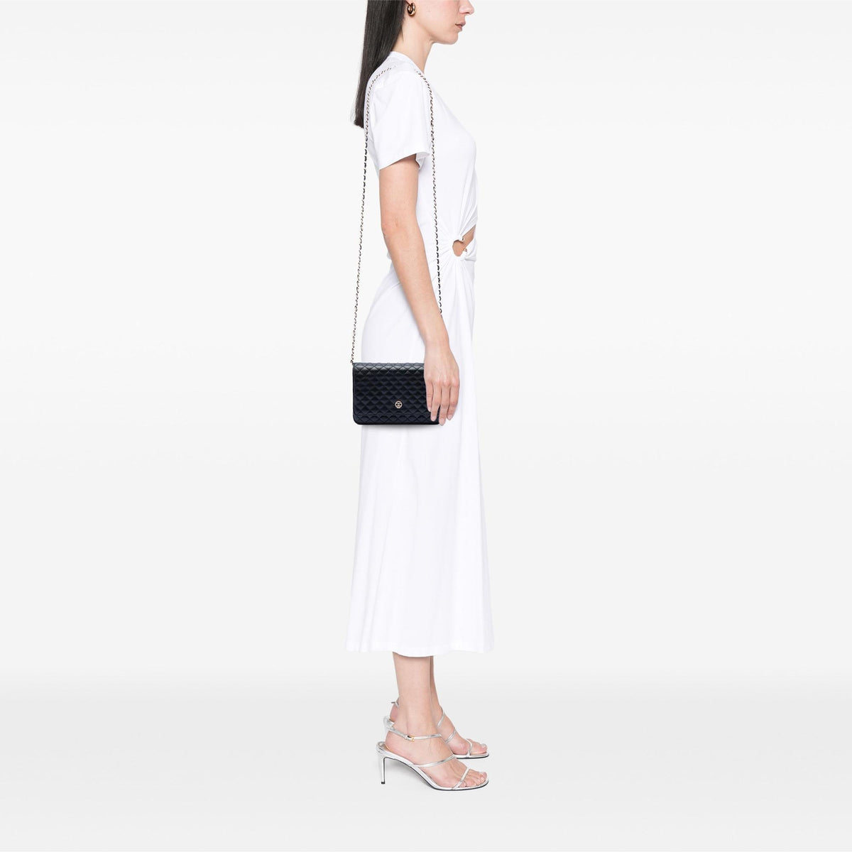 Chanel CC Microquilted Lambskin Wallet on Chain - Black