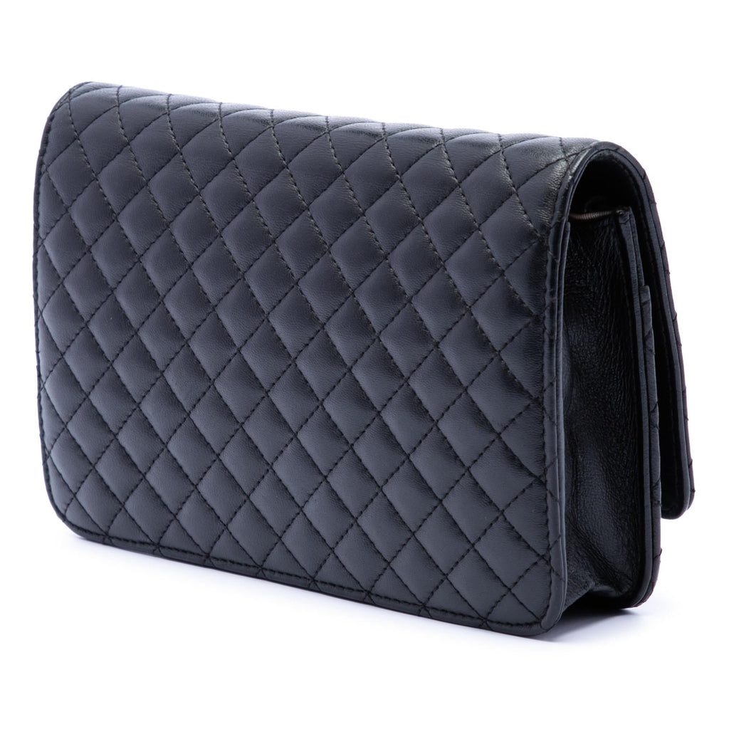 Chanel CC Microquilted Lambskin Wallet on Chain - Black