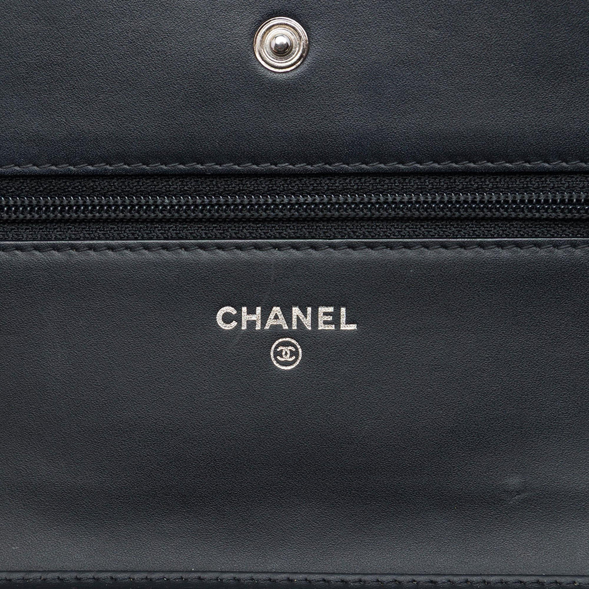 Chanel CC Patent Caviar Wallet on Chain - Black