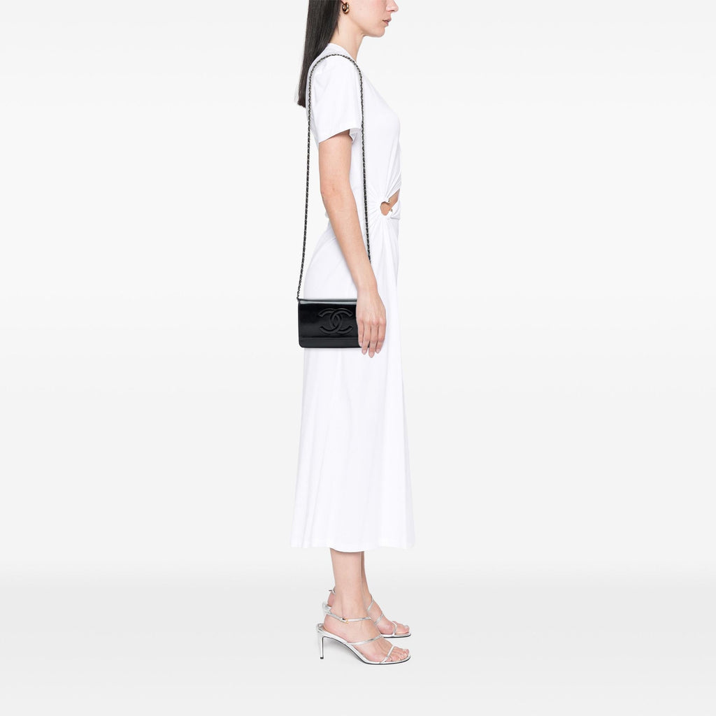 Chanel CC Patent Caviar Wallet on Chain - Black