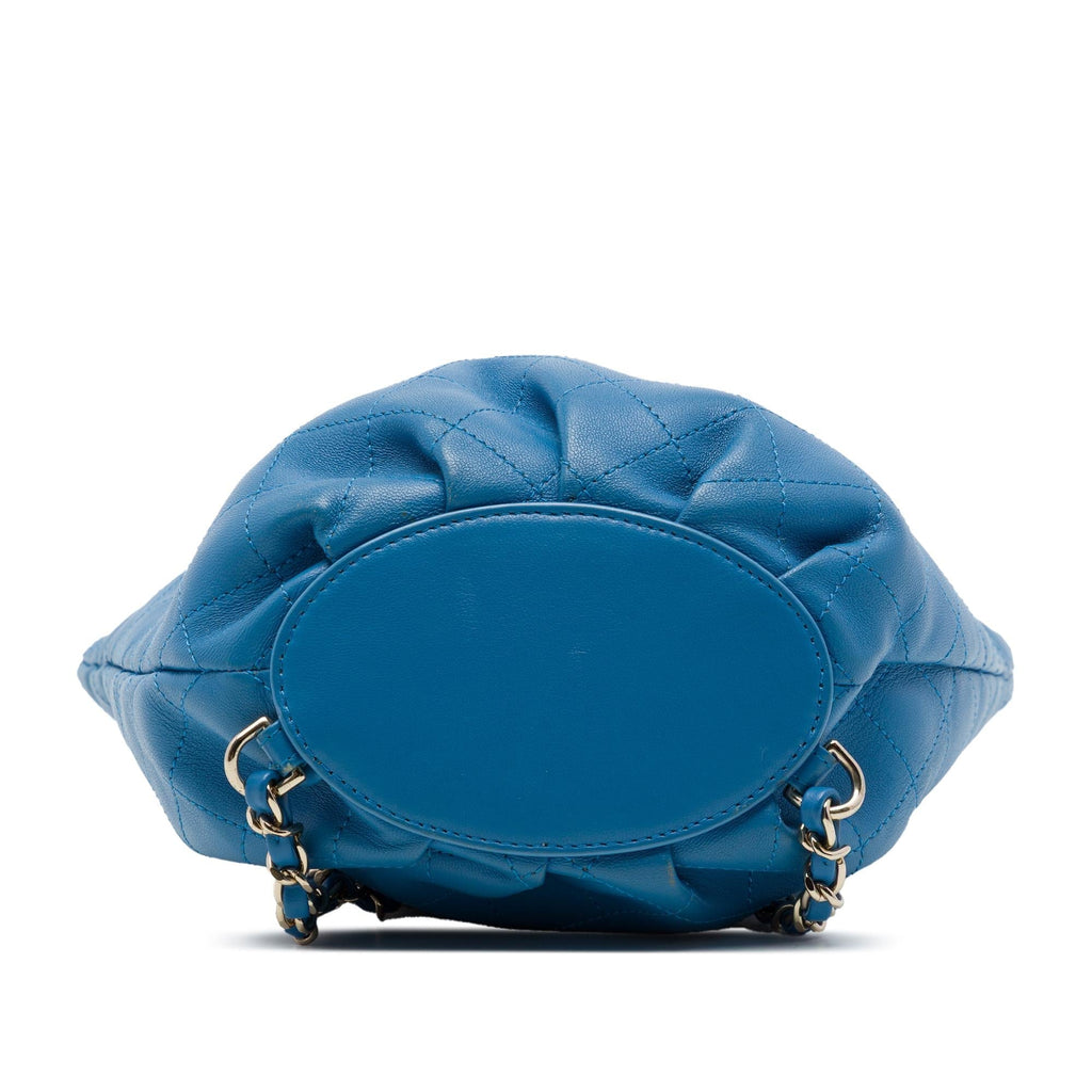 Chanel CC Quilted Calfskin Bucket Backpack - Blue