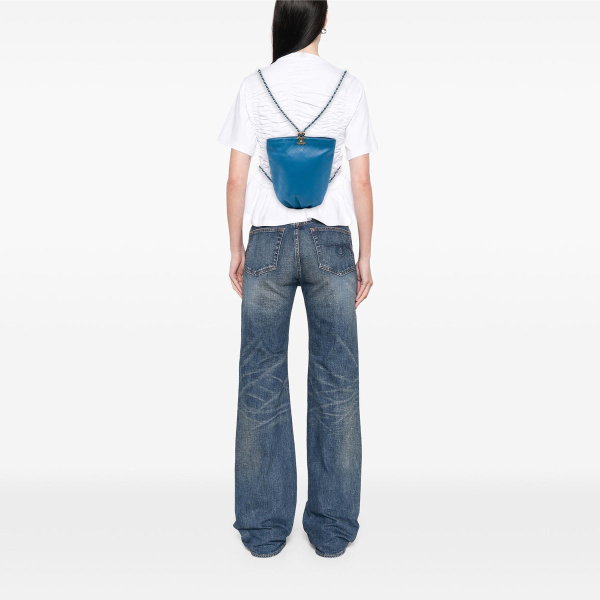 Chanel CC Quilted Calfskin Bucket Backpack - Blue
