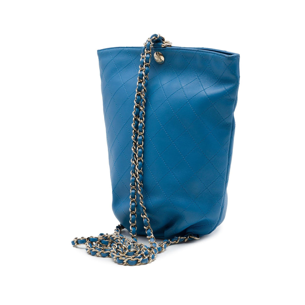 Chanel CC Quilted Calfskin Bucket Backpack - Blue