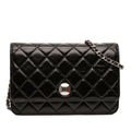 Chanel CC Quilted Crinkled Patent Wallet on Chain - Black