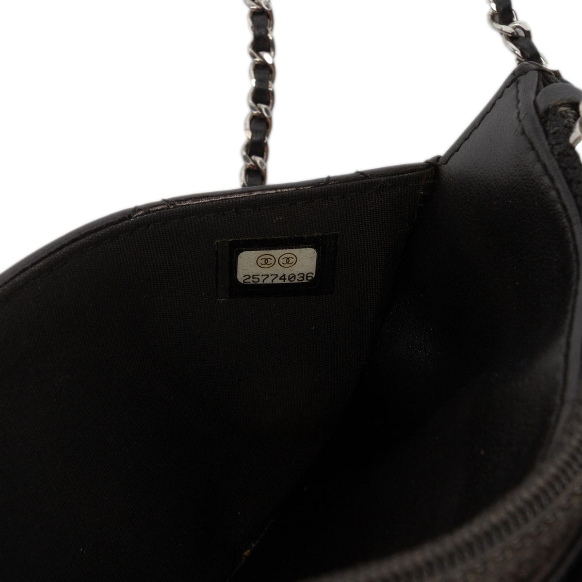 Chanel CC Quilted Crinkled Patent Wallet on Chain - Black