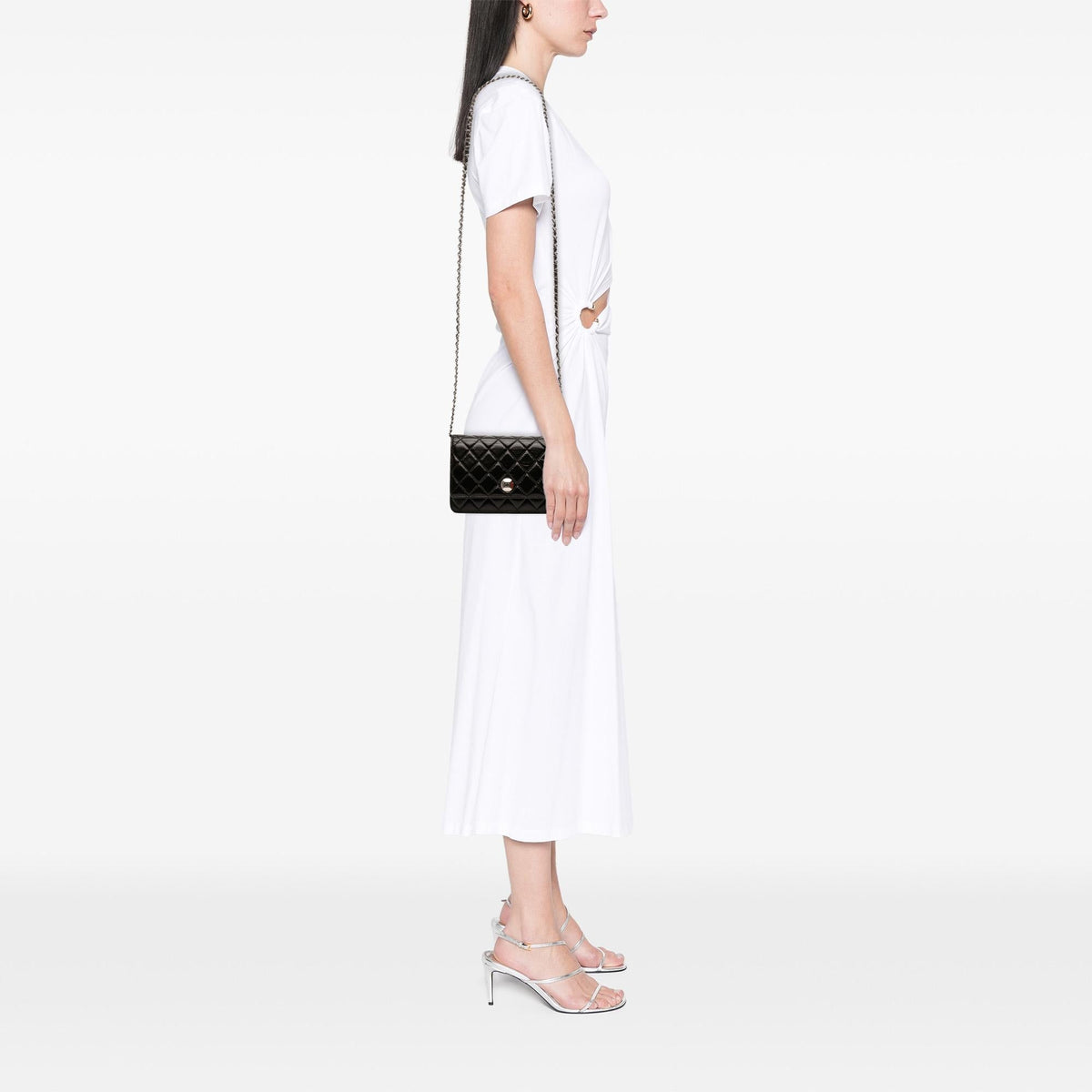 Chanel CC Quilted Crinkled Patent Wallet on Chain - Black