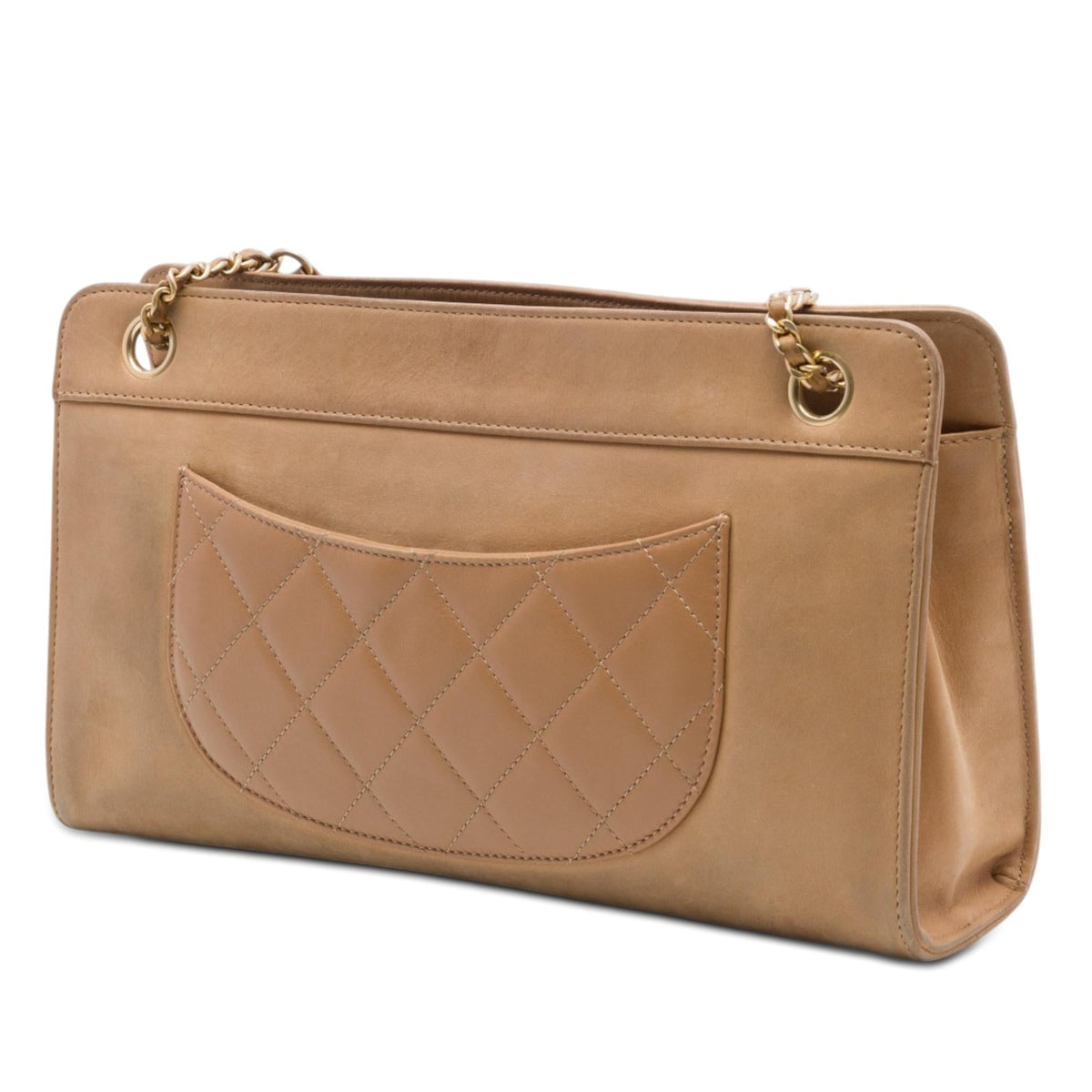 Chanel CC Quilted Lambskin Front Pocket Shoulder Bag - Brown