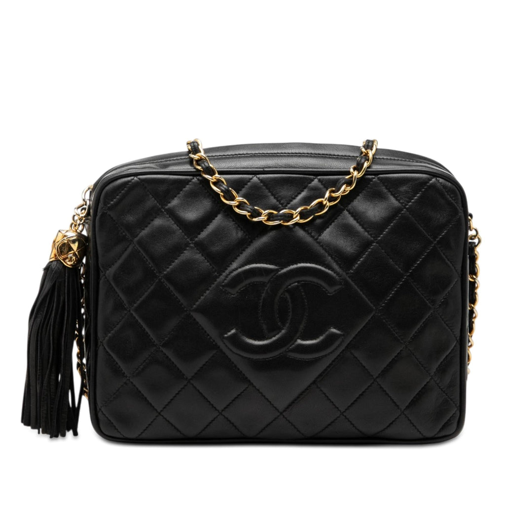 Chanel CC Quilted Lambskin Tassel Camera Bag - Black