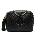 Chanel CC Quilted Lambskin Tassel Camera Bag - Black