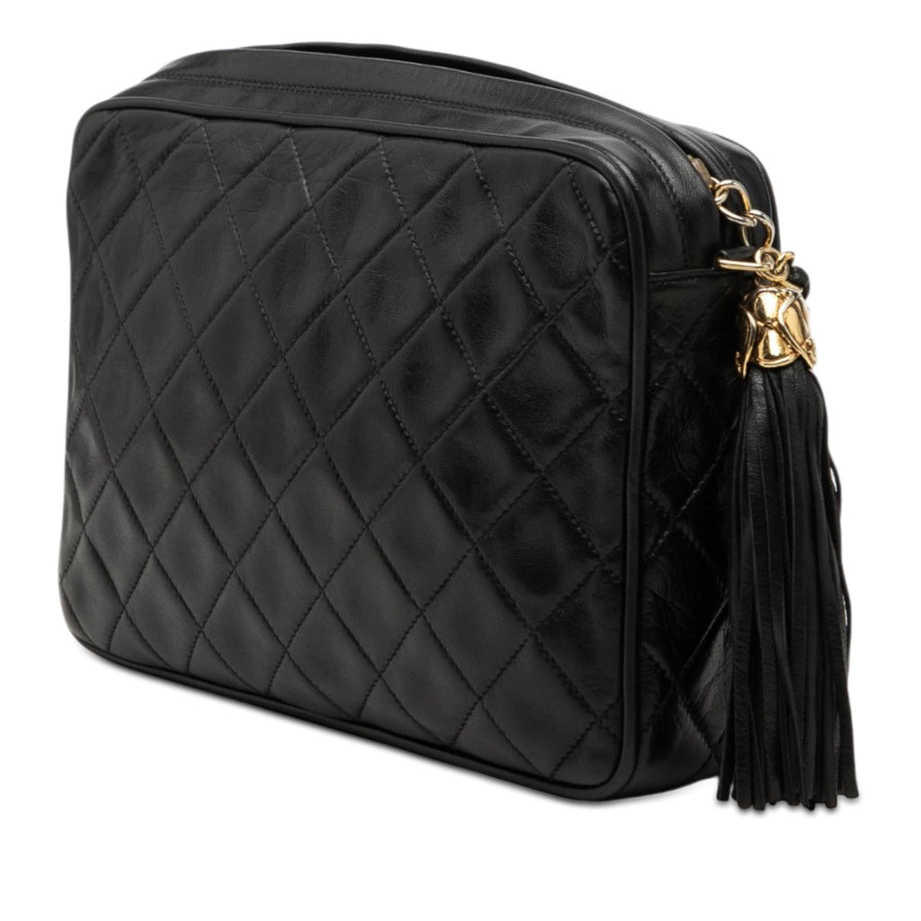 Chanel CC Quilted Lambskin Tassel Camera Bag - Black