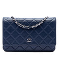 Chanel CC Quilted Lambskin Wallet on Chain - Blue
