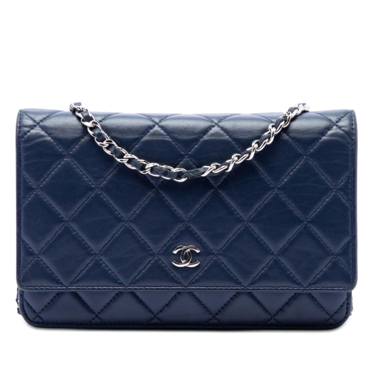 Chanel CC Quilted Lambskin Wallet on Chain - Blue