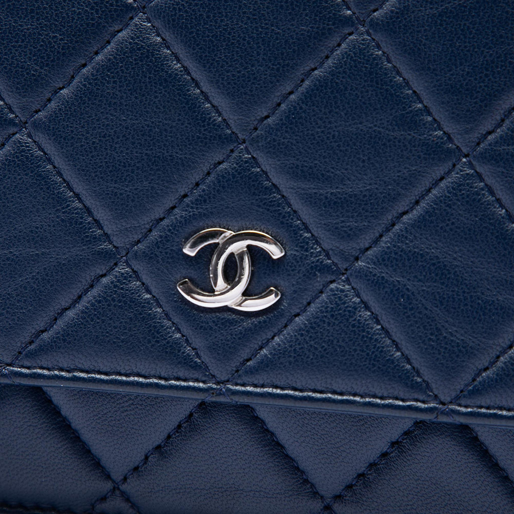 Chanel CC Quilted Lambskin Wallet on Chain - Blue
