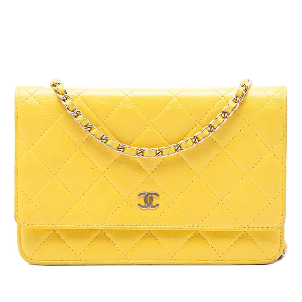 Chanel CC Quilted Lambskin Wallet on Chain - Yellow