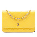 Chanel CC Quilted Lambskin Wallet on Chain - Yellow