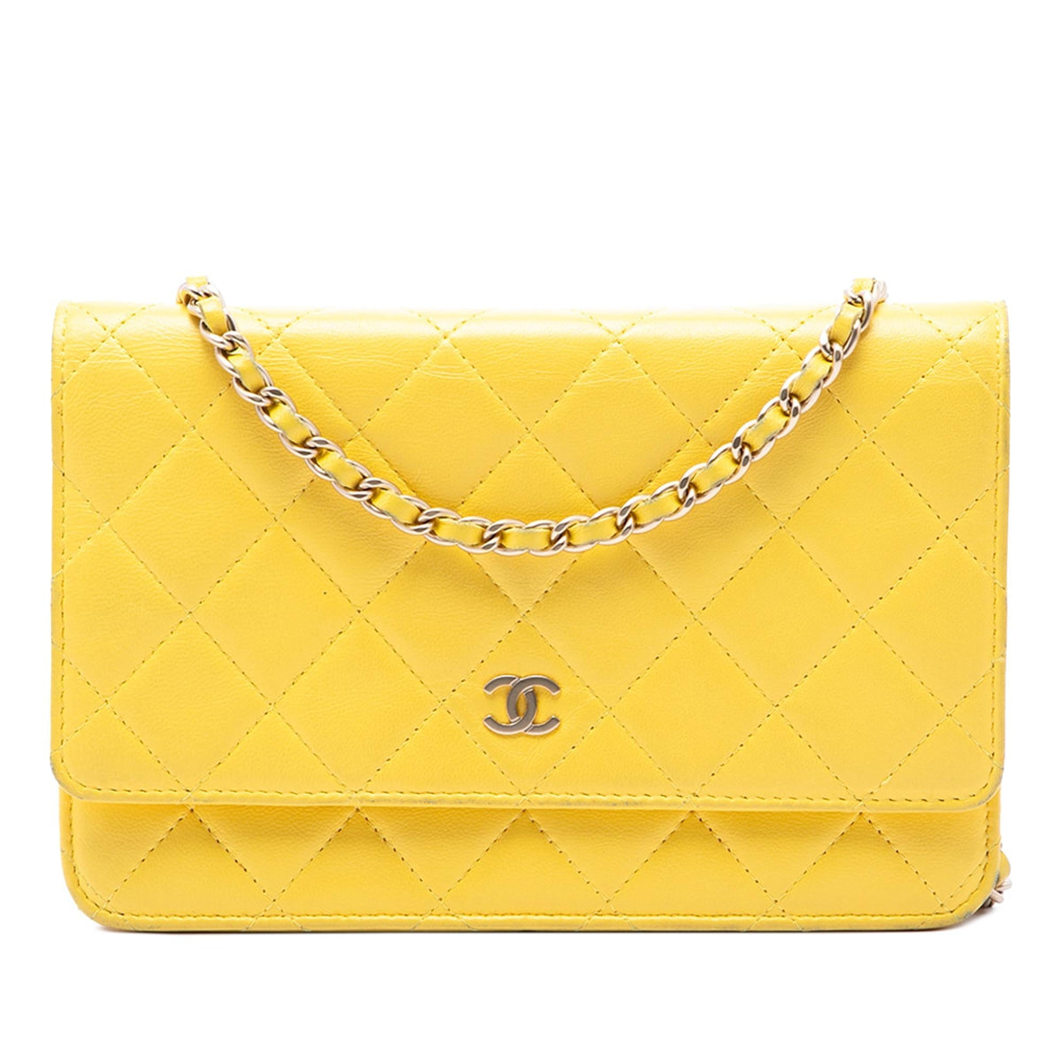 Chanel CC Quilted Lambskin Wallet on Chain - Yellow
