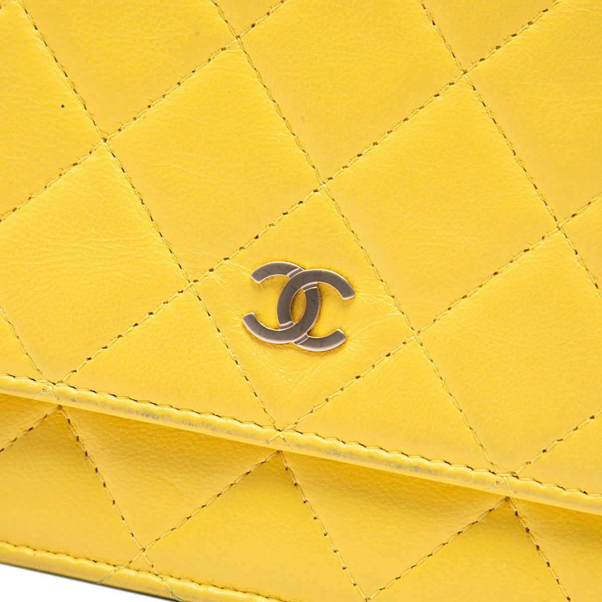 Chanel CC Quilted Lambskin Wallet on Chain - Yellow