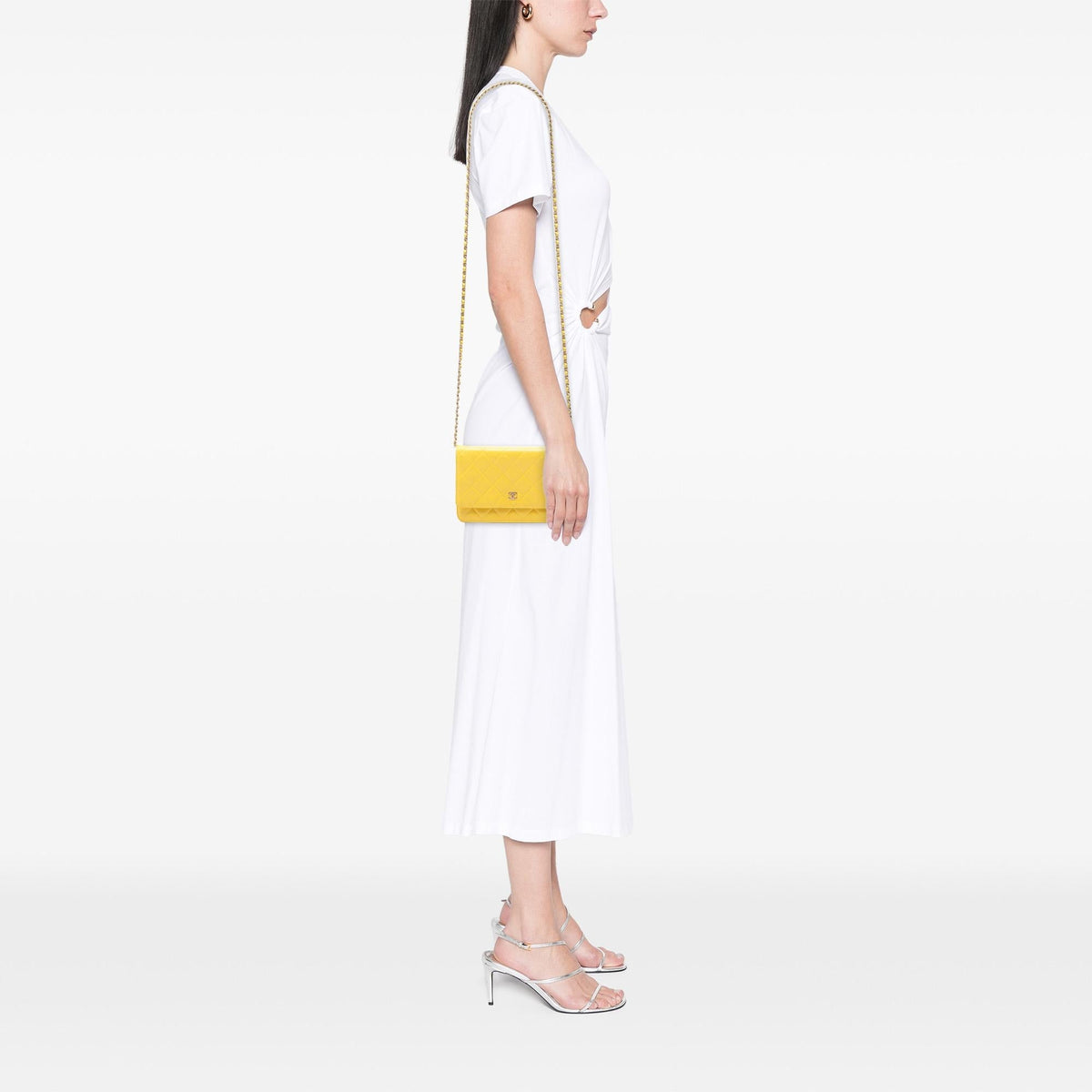 Chanel CC Quilted Lambskin Wallet on Chain - Yellow