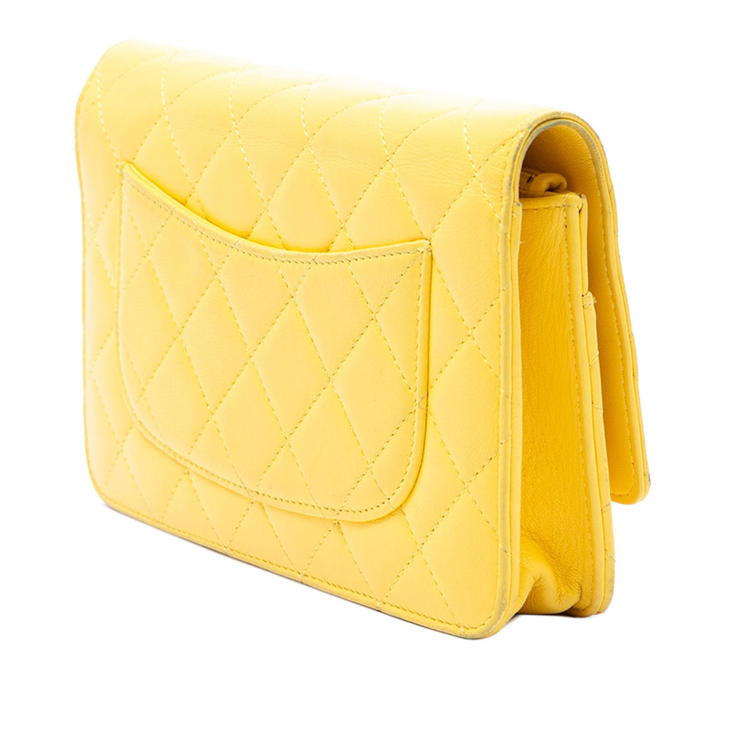 Chanel CC Quilted Lambskin Wallet on Chain - Yellow