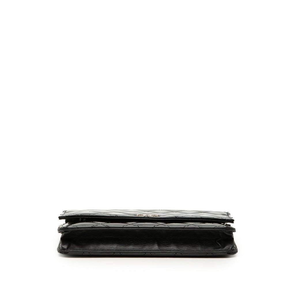 Chanel CC Quilted Patent Brilliant Wallet on Chain - Black
