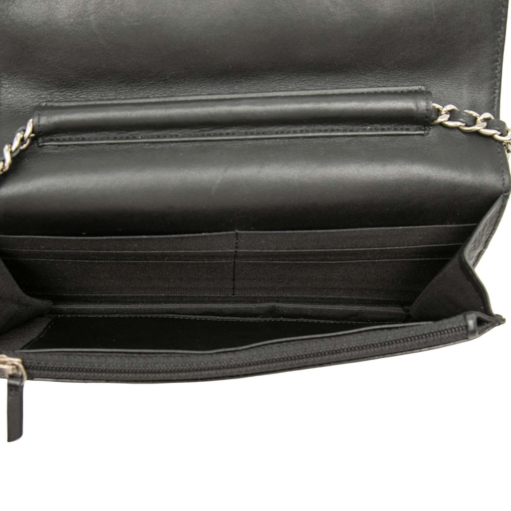 Chanel CC Quilted Patent Brilliant Wallet on Chain - Black