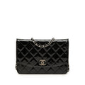 Chanel CC Quilted Patent Brilliant Wallet on Chain - Black