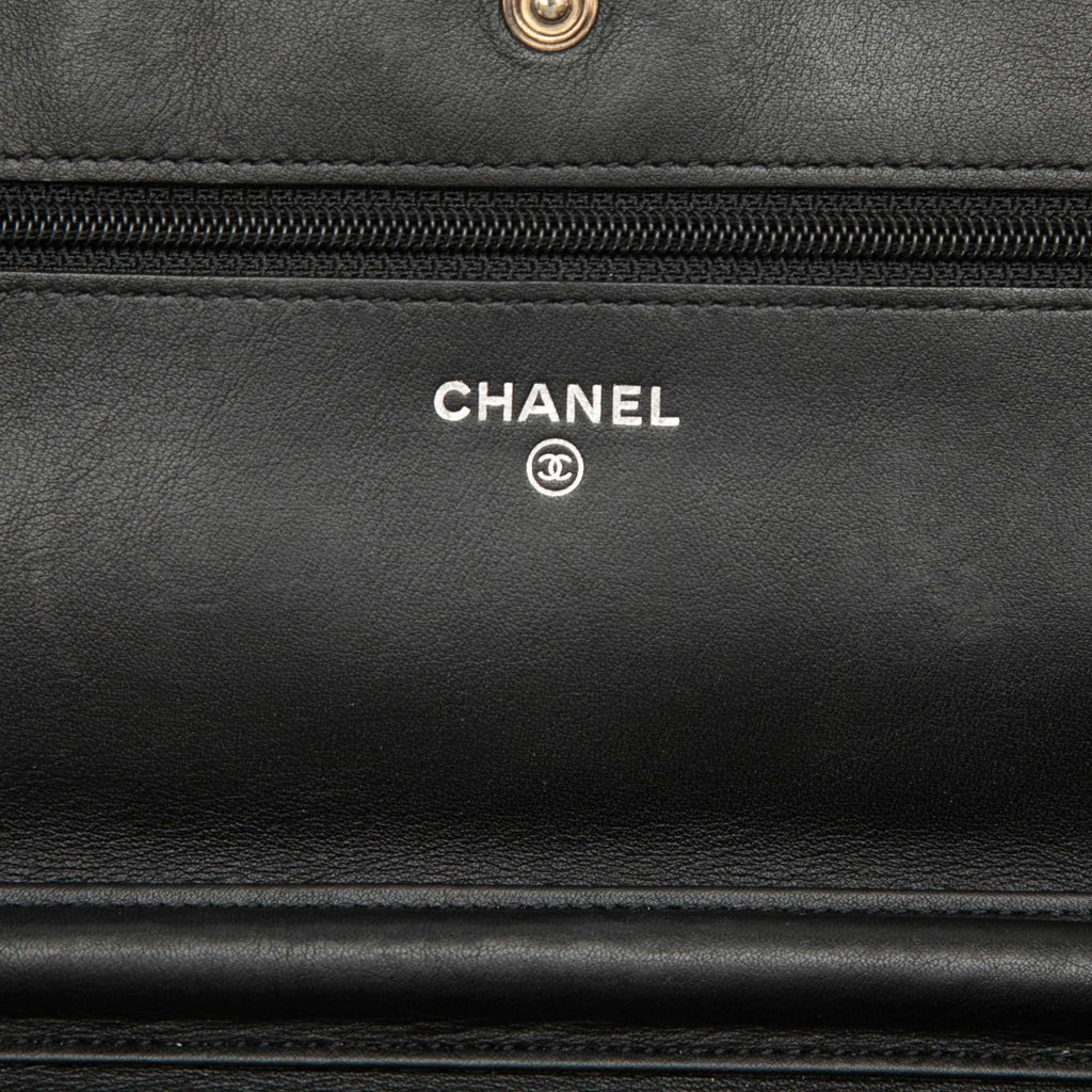 Chanel CC Quilted Patent Brilliant Wallet on Chain - Black