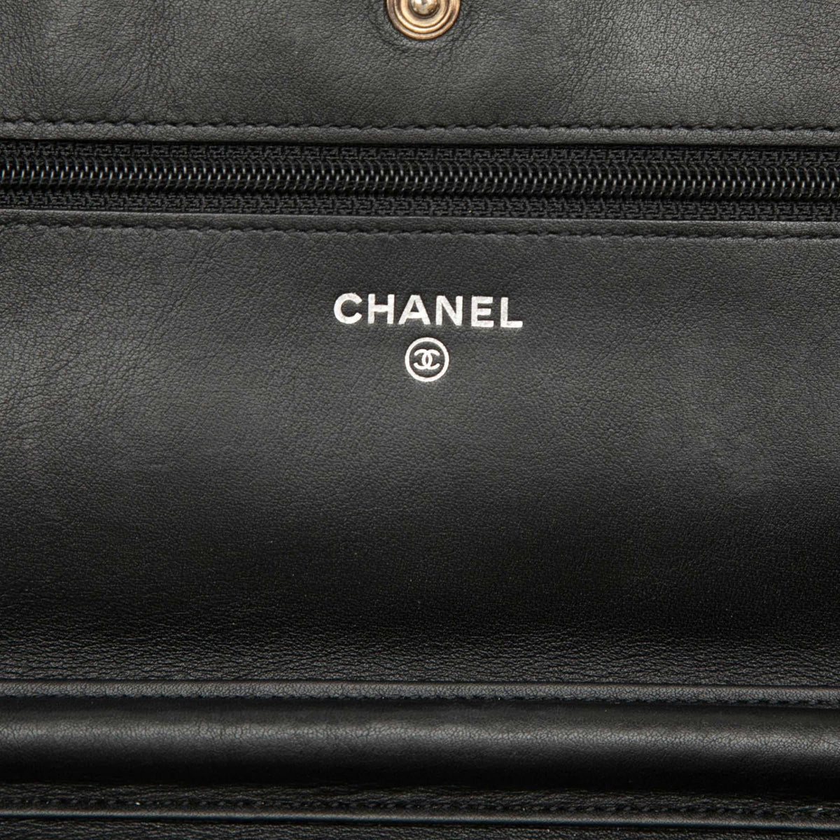 Chanel CC Quilted Patent Brilliant Wallet on Chain - Black