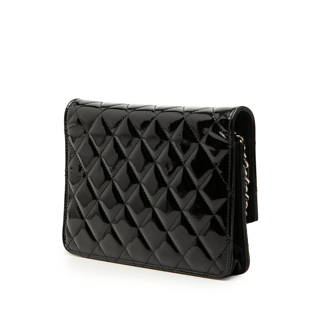 Chanel CC Quilted Patent Brilliant Wallet on Chain - Black