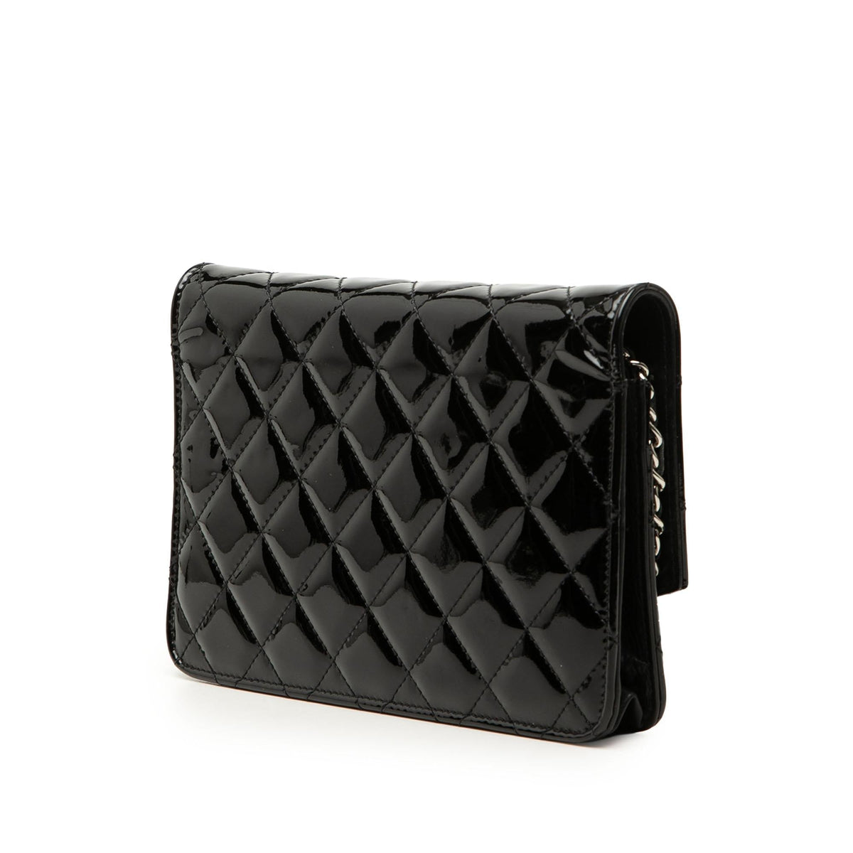 Chanel CC Quilted Patent Brilliant Wallet on Chain - Black