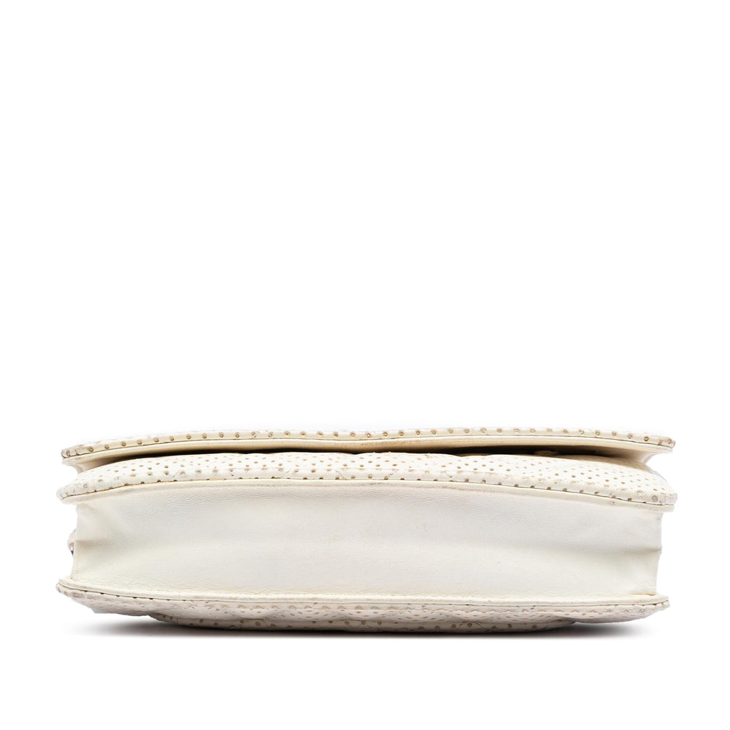 Chanel CC Quilted Perforated Lambskin Wallet on Chain - White