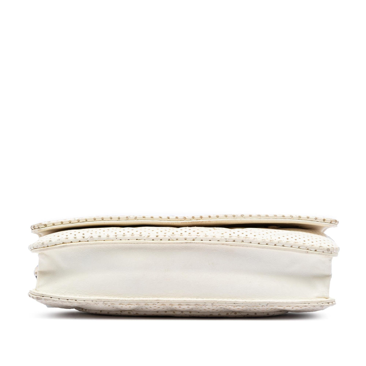 Chanel CC Quilted Perforated Lambskin Wallet on Chain - White