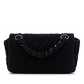 Chanel CC Quilted Terry Cloth Flap Shoulder Bag - Black