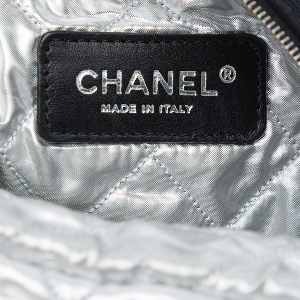 Chanel CC Quilted Terry Cloth Flap Shoulder Bag - Black