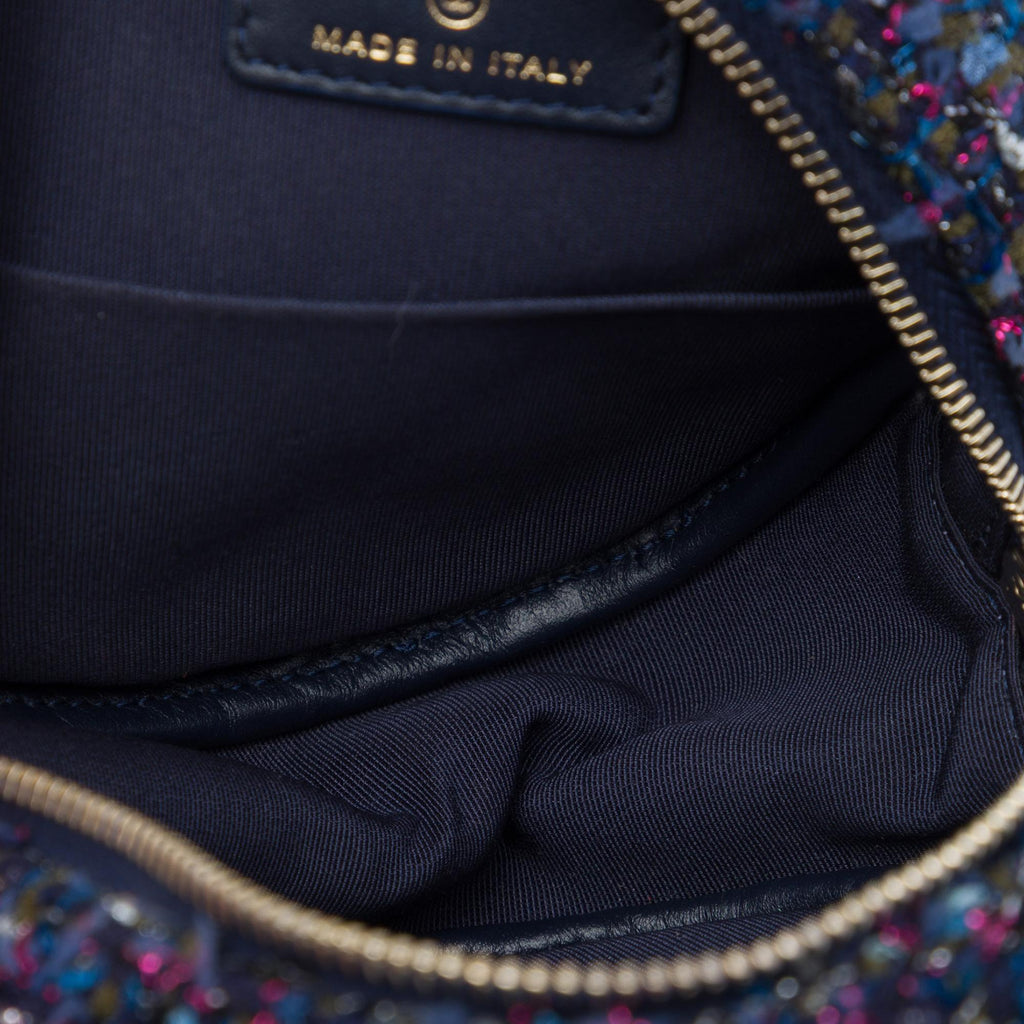 Chanel CC Quilted Tweed Round Crossbody Bag - Purple