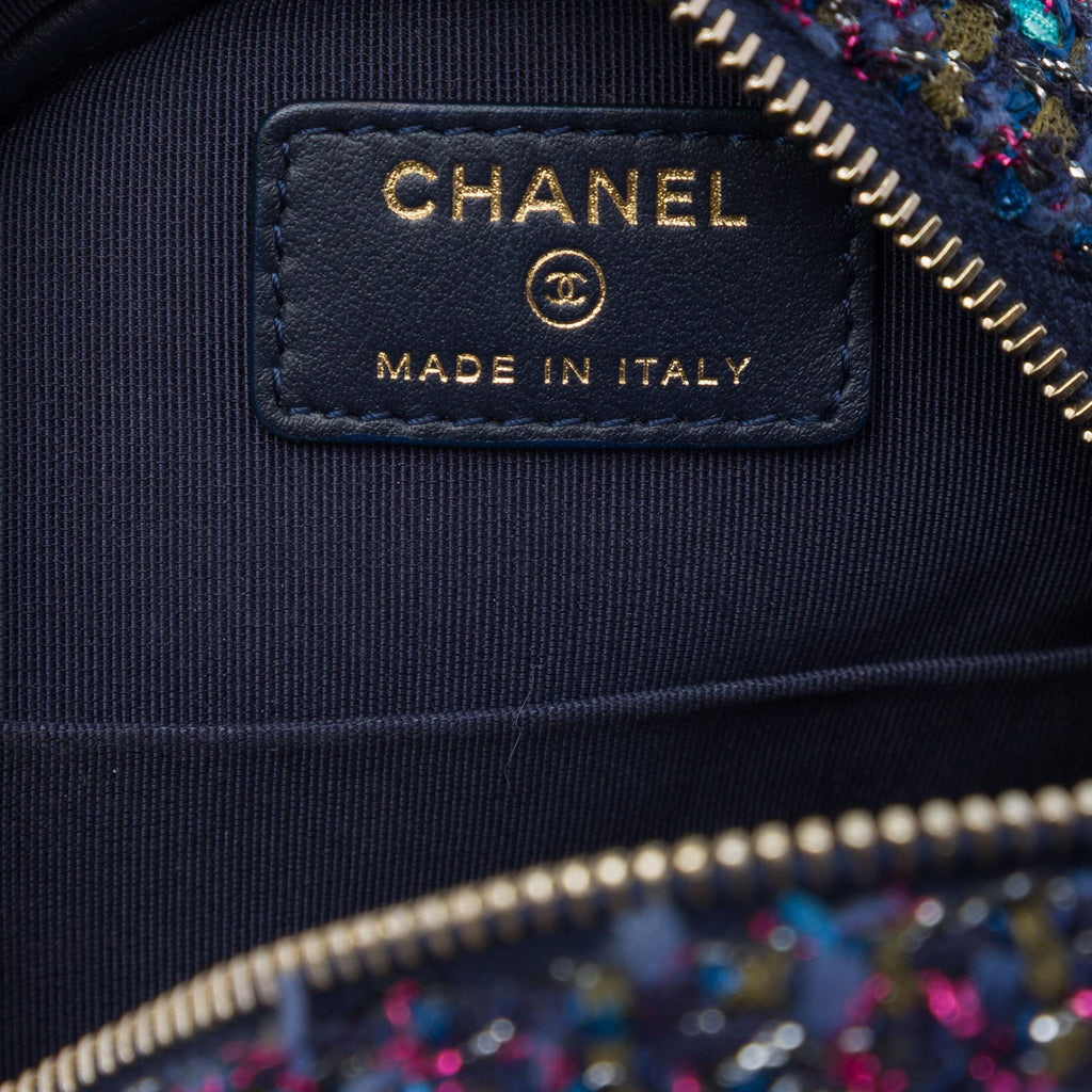 Chanel CC Quilted Tweed Round Crossbody Bag - Purple