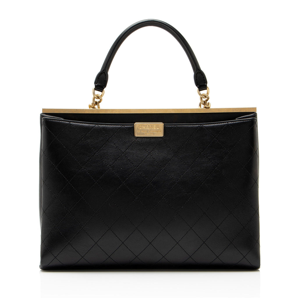 Chanel Calfskin Coco Luxe Large Shopping Tote Bag - Black