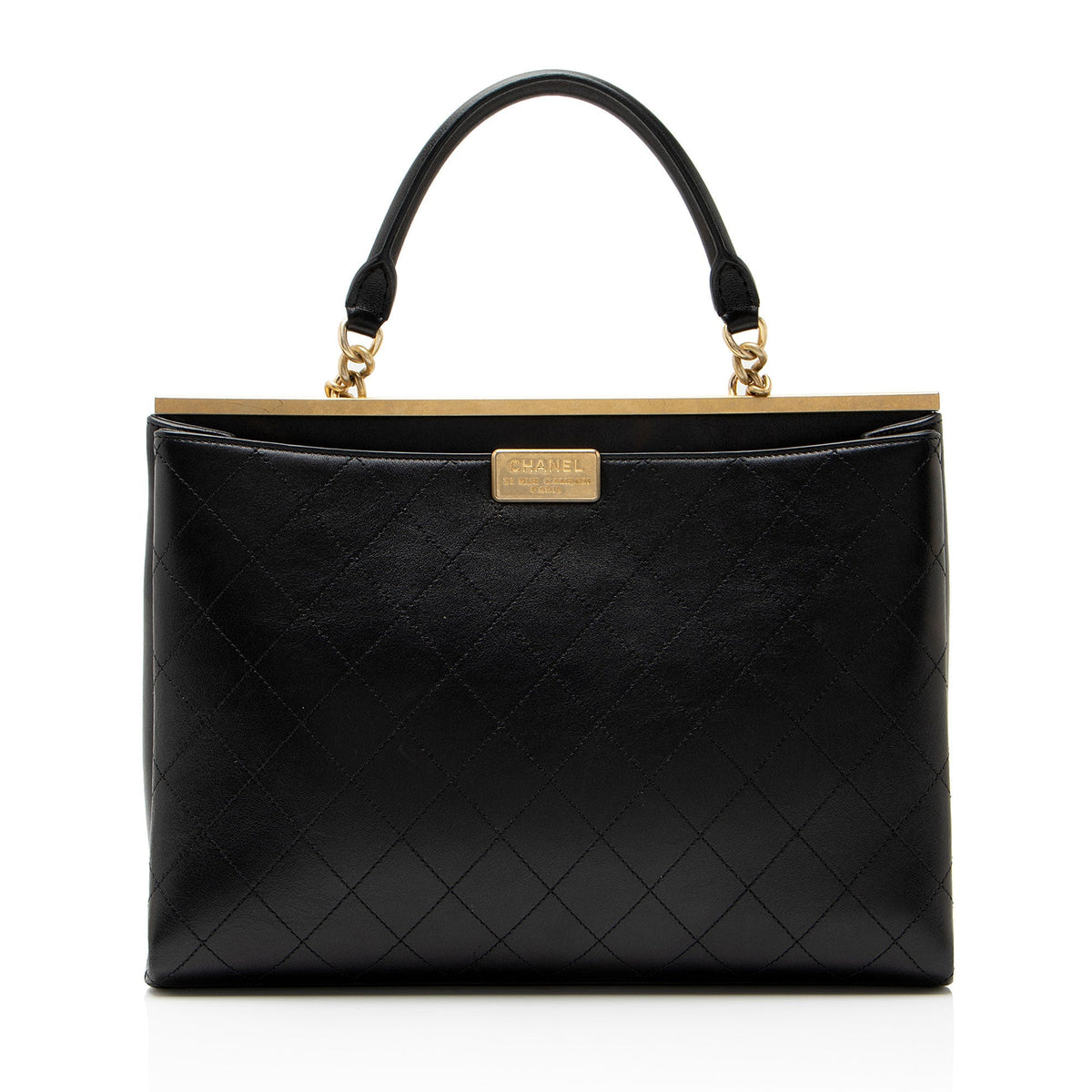 Chanel Calfskin Coco Luxe Large Shopping Tote Bag - Black