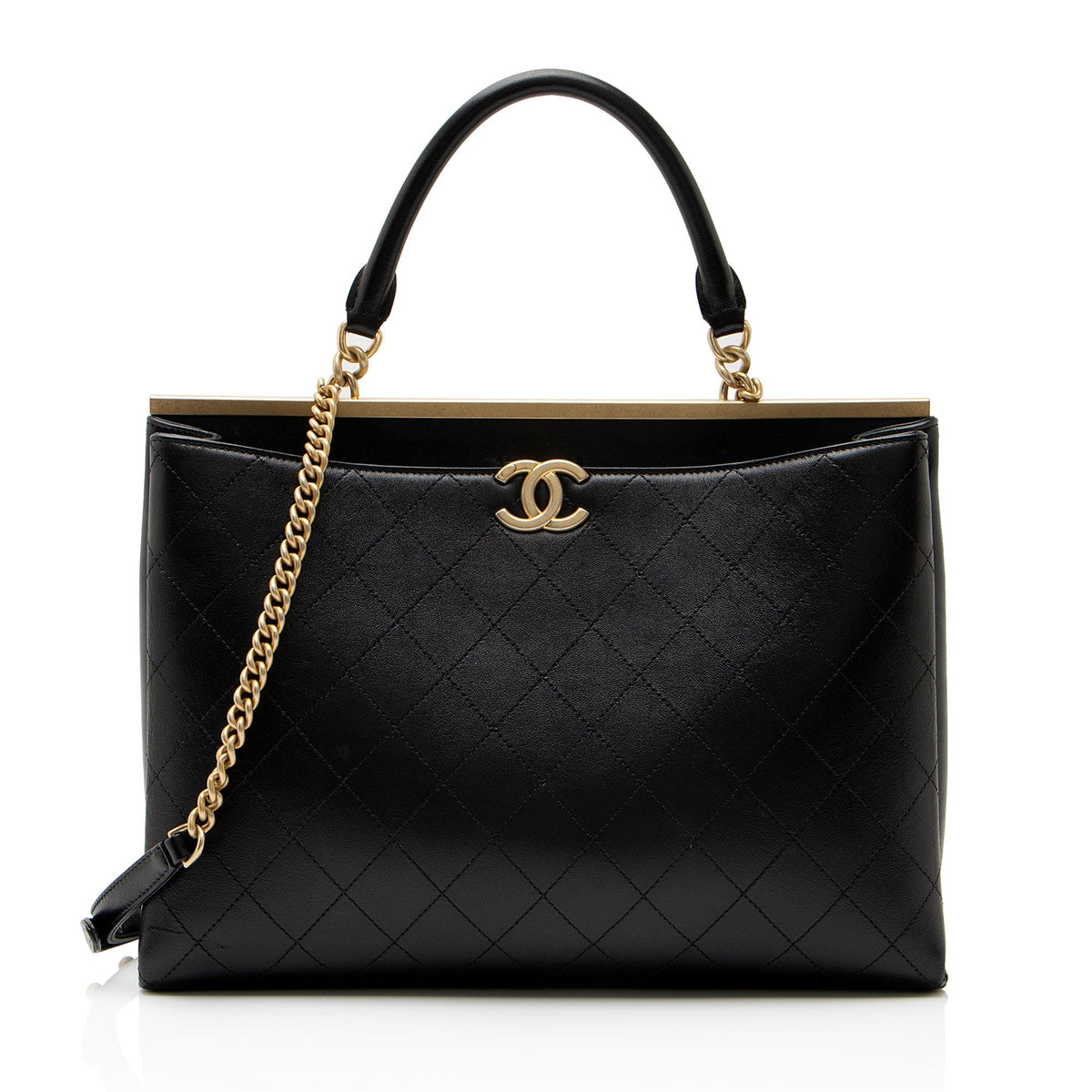 Chanel Calfskin Coco Luxe Large Shopping Tote Bag - Black